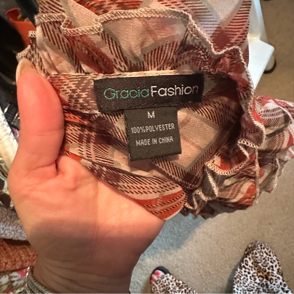 Plaid Ruffle Blouse - Picture 7 of 7